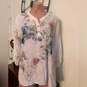 Floral Print Women's Top - White